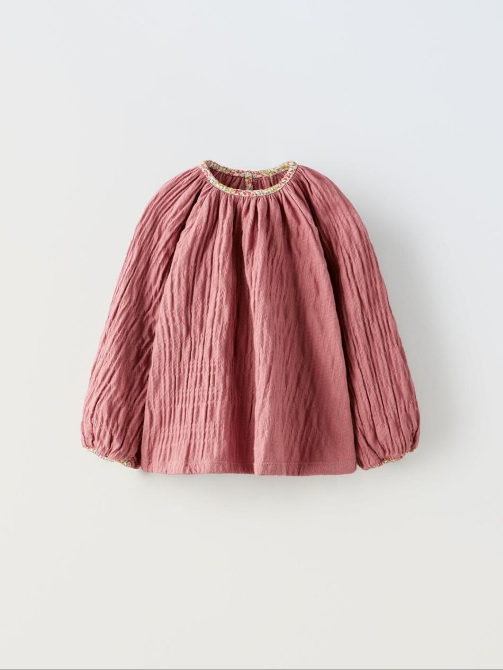 Dusty Rose Piped Muslin Blouse